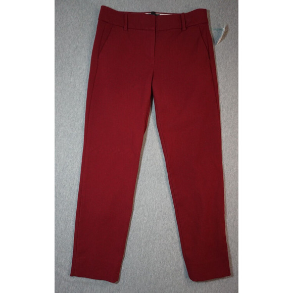 J.Crew Cameron Maroon Remi Slim Straight Cropped Office Pants 30x25